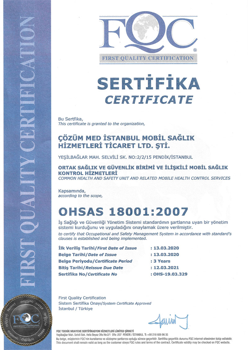 OHSAS 18001 Kalite Belgesi